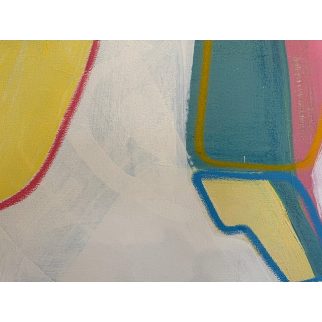 Large Contemporary Abstract Acrylic Painting – Sunny Yellow & Teal Mosaic Expressionism For Sale - Image 9 of 11