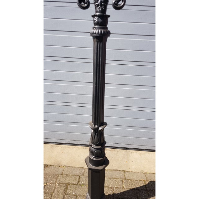 Cast Iron Lamp Post with Hexagon Cast Iron Lantern For Sale - Image 3 of 5