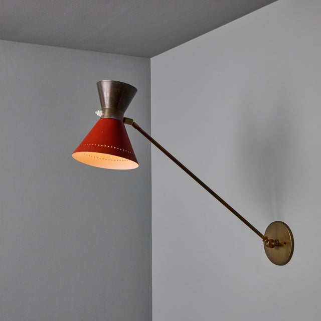 Pierre Guariche 1960s Large Red and Grey Diabolo Articulating Wall Lamp Attributed to Pierre Guariche For Sale - Image 4 of 18