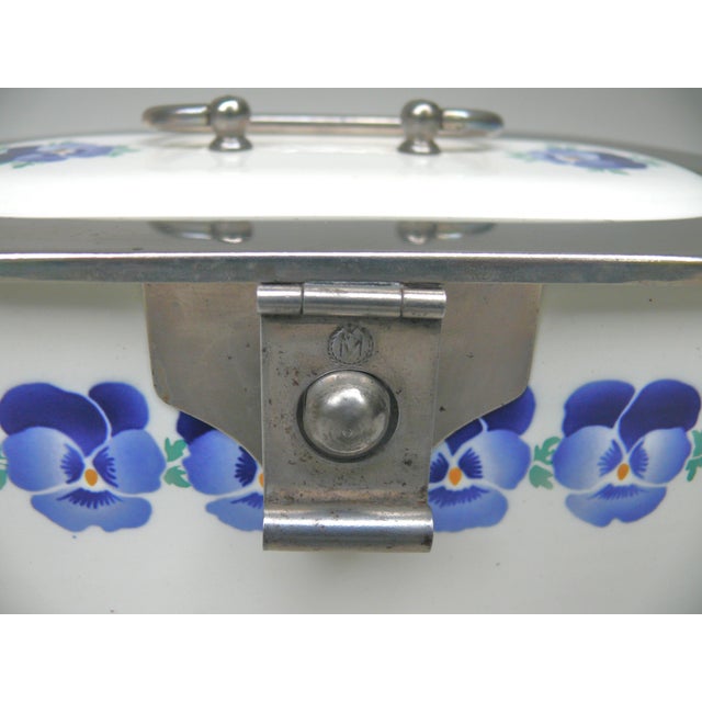 Art Nouveau Ceramic Cookie Tin with Pansy by Wächtersbach for WMF, 1890s For Sale - Image 11 of 18