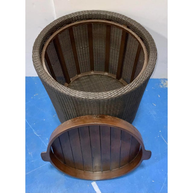 Modern Chocolate Brown Outdoor Tray Top Side Table For Sale - Image 4 of 5