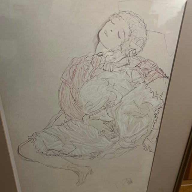 Paper 1910s Print of Panicle Drawing Coloured Sketch on Paper by the Austrian Symbolist Painter Gustav Klimt of a Reclining Figure For Sale - Image 7 of 12