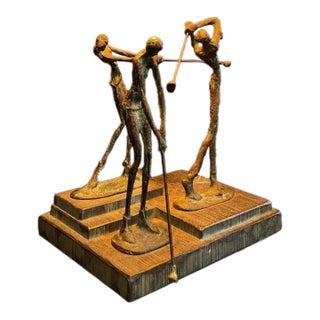 Frederick Cooper Golfer Lamp | Vintage Three Golfers Sculpture Mid-Century Modern Lighting For Sale