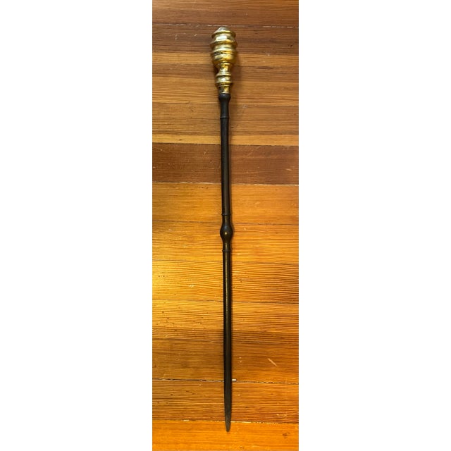 American Antique Early 19th Century American Federal Brass & Iron Fireplace Poker 1800 - 1820 For Sale - Image 3 of 8