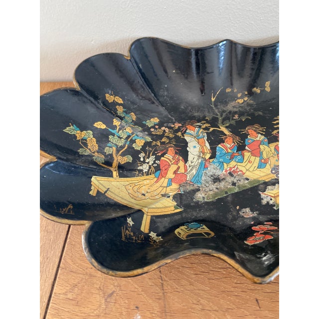 Antique French Napoleon III Papier-Mâché Tray, 1800s For Sale - Image 10 of 18