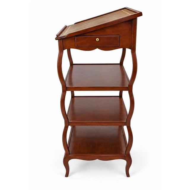 Baker Furniture McMillen Coll. Mahogany & Leather Bookstand Lectern Shelf Etagere For Sale In Atlanta - Image 6 of 7