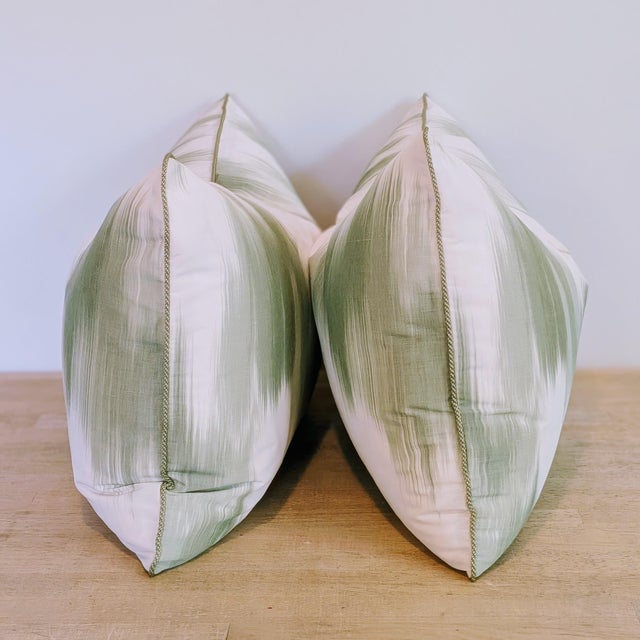 Pierre Frey La Grandiere in Topiaire Green Lumbar Pillows With Cord- Pair For Sale In Greensboro - Image 6 of 7