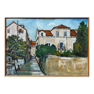 Mid Century Tuscany Village Landscape For Sale