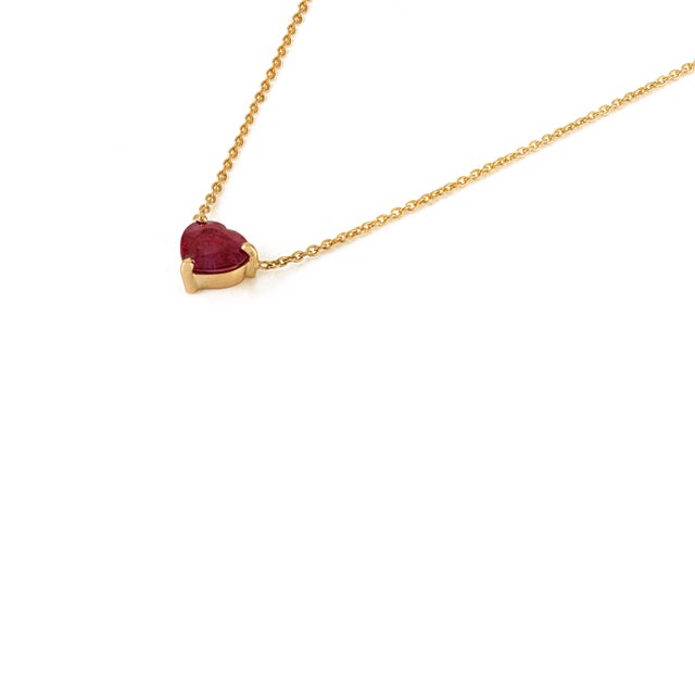 1 Carat Heart-Cut Red Ruby Necklace by VRJewels in 14k Solid Gold- 18 Inch Length For Sale - Image 10 of 17