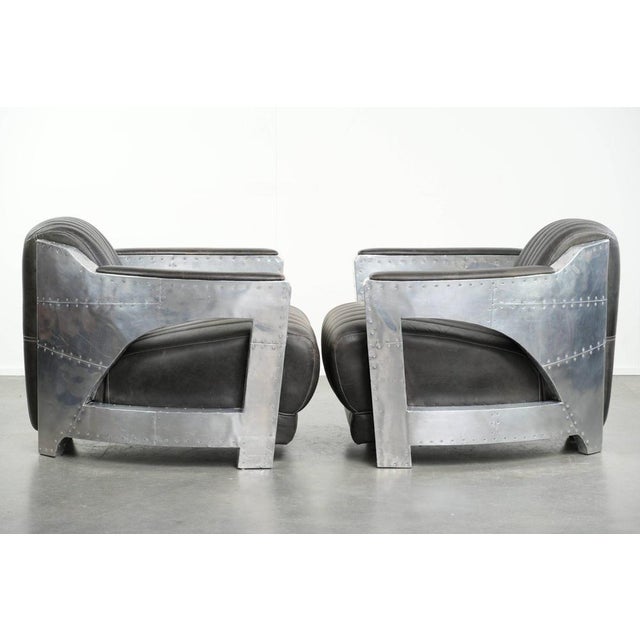 Industrial Black Cowhide Aviator Chairs, Set of 2 For Sale - Image 3 of 17