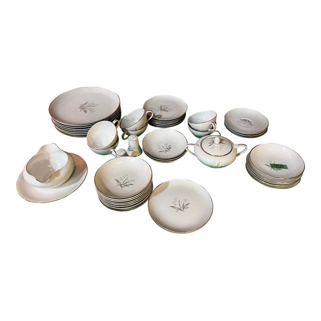 Vintage Golden Rhapsody Plate Set- 47 Pieces For Sale