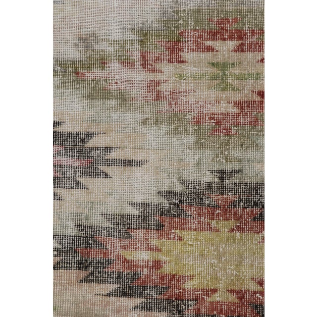 1960s 1960s Vintage Turkish Rug in White With Colorful Geometric Patterns, Distressed For Sale - Image 5 of 7