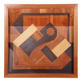 Square Coffee Table with Marquetry, 1985 For Sale