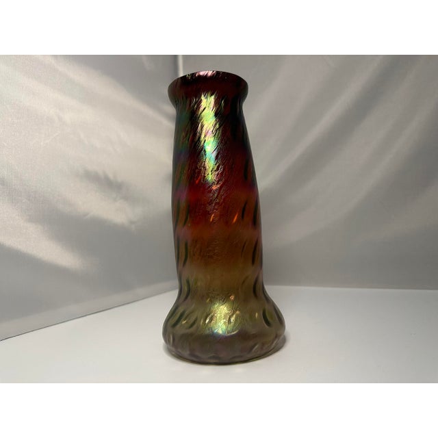 Josef Rindskopf’s Söhne Rindskopf Iridescent Art Glass Vase: Pepita Honeycomb, c. 1900 For Sale - Image 4 of 10