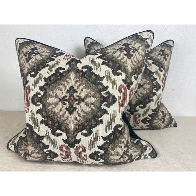 2020s Contemporary Starburst Pattern Plush Chenille European Square Pillows- a Pair For Sale - Image 5 of 9