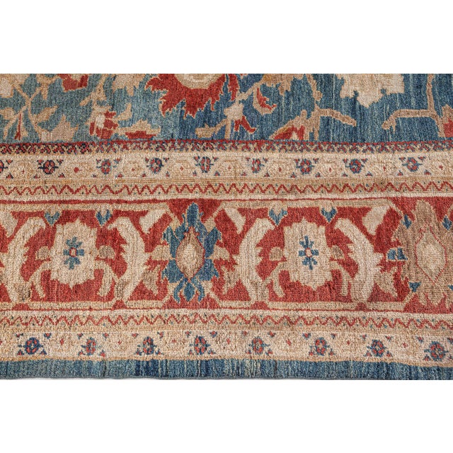 Antique Persian Sultanabad Rug in Beige, Blue, and Red For Sale - Image 4 of 8