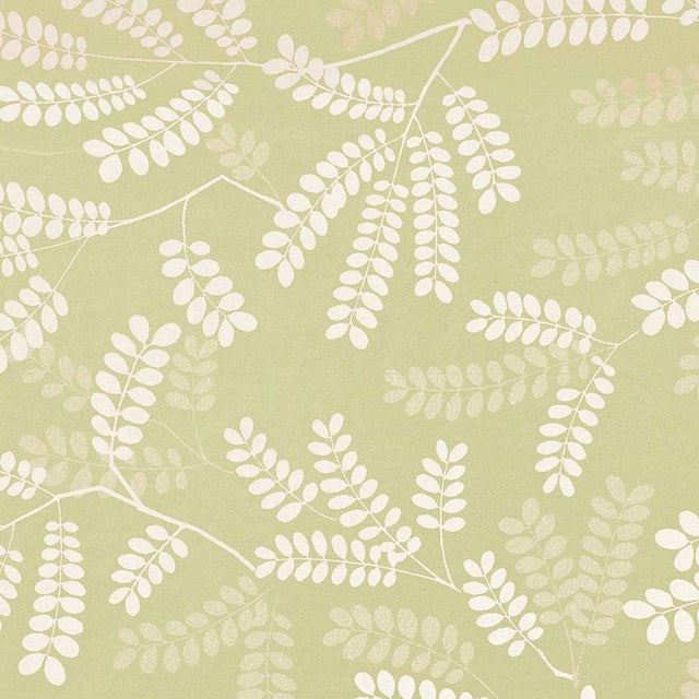Sample - Schumacher Locust Leaves Fabric in Fern For Sale
