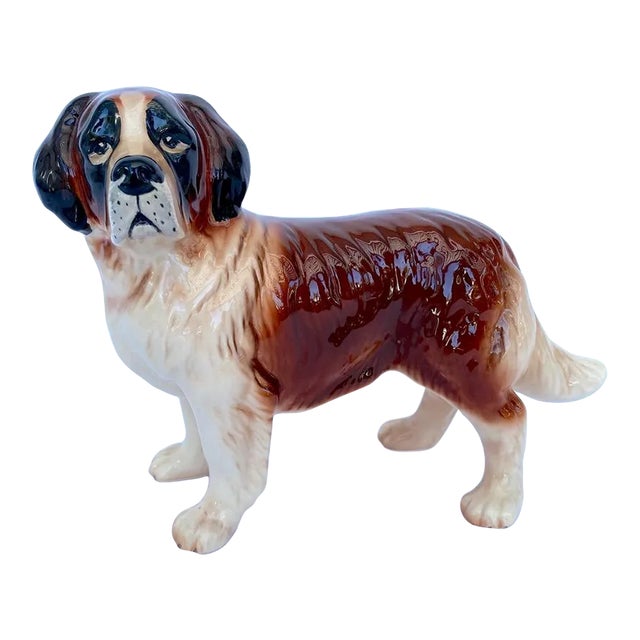 Vintage Porcelain "St. Bernard" Dog Figurine by Melba Ware, England. For Sale