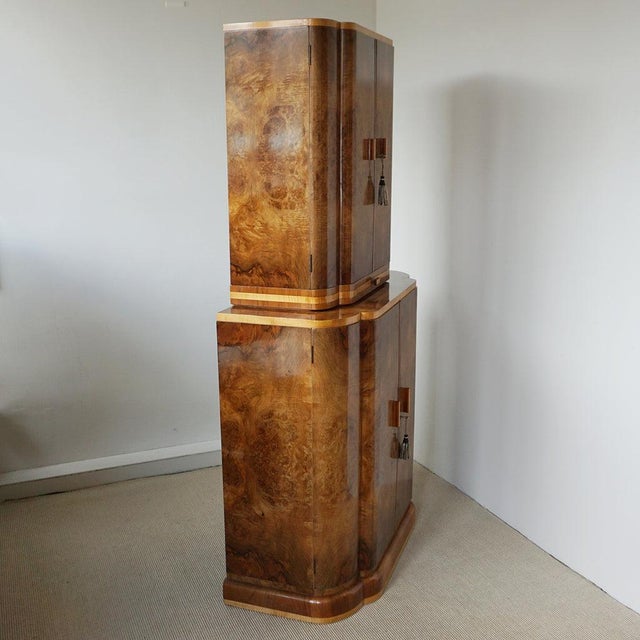 Vintage Art Deco Cocktail Cabinet in Burr Walnut, 1930s For Sale - Image 13 of 17