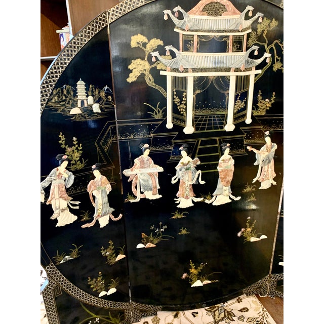 Black Lacquer Chinese Carved Screen Room Divider Chairish