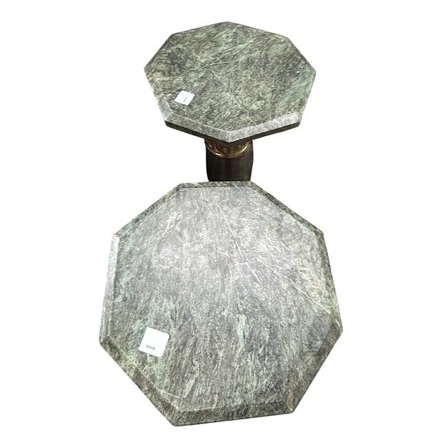 French Pair of Antique French Green Marble & Gilt Bronze Pedestals 44" For Sale - Image 3 of 7