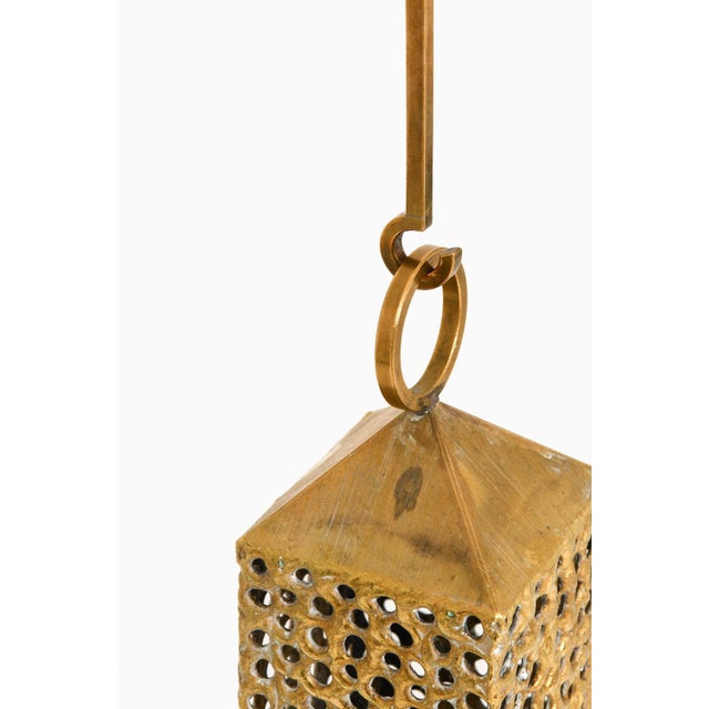 Hanging Lantern in Brass by Pierre Forsell, 1950s For Sale - Image 6 of 8