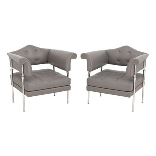 Luca Scacchetti for Poltrona Frau "Hydra Enif" Arm Chairs, Pair For Sale