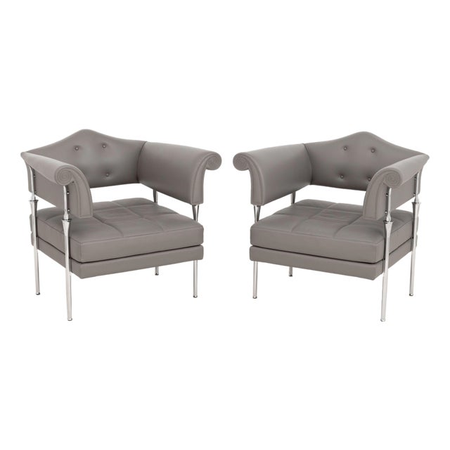 Luca Scacchetti for Poltrona Frau "Hydra Enif" Arm Chairs, Pair For Sale