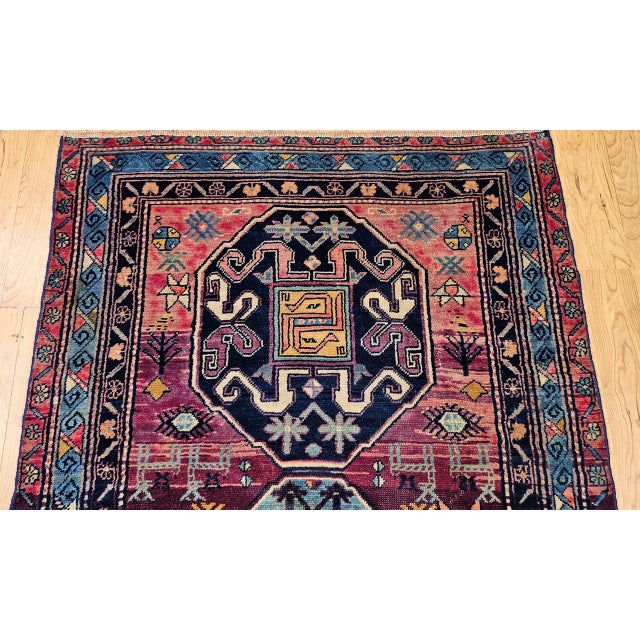 Antique Caucasian Cloudband Kazak Area Rug, Wool, Cranberry Red, 1890s, 3' x 7' For Sale - Image 12 of 18