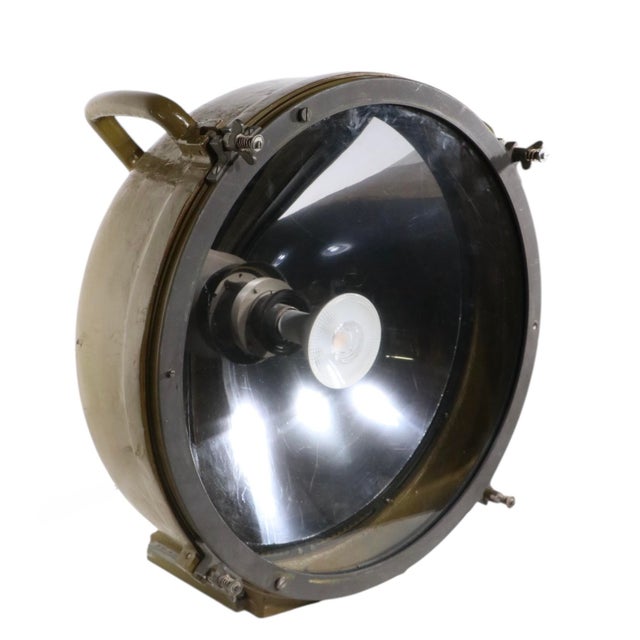 Industrial Mid 20th Century Restored Vintage Nautical Spot Light Industrial Lighting For Sale - Image 3 of 10
