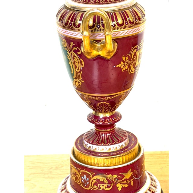 Early 20th Century “Good Night” Vienna Style Porcelain Urn Lamp Maiden and Candle, Signed F. Koller For Sale - Image 15 of 16