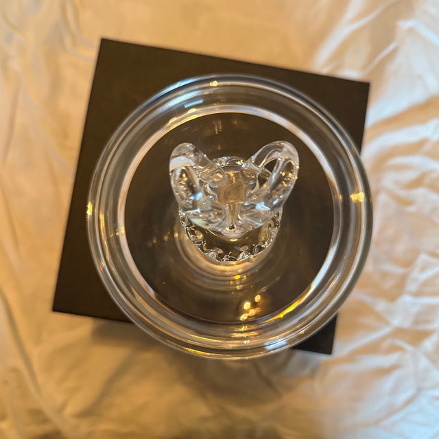 Vintage Steuben Crystal Ram’s Head Covered Candy Dish – Original Box & Pouch For Sale - Image 10 of 10
