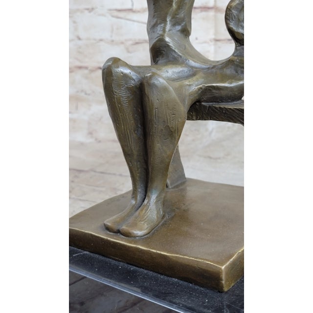 Bronze Signed Henry Moore Abstract Modern Art Mother and Child Bronze Sculpture Statue For Sale - Image 8 of 10