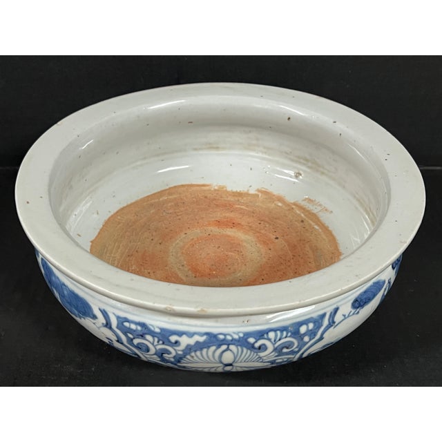 Chinese Art Late 20th Century Porcelain Blue and White Incense Burner Floral and <ountain Scenery Design For Sale In New York - Image 6 of 15