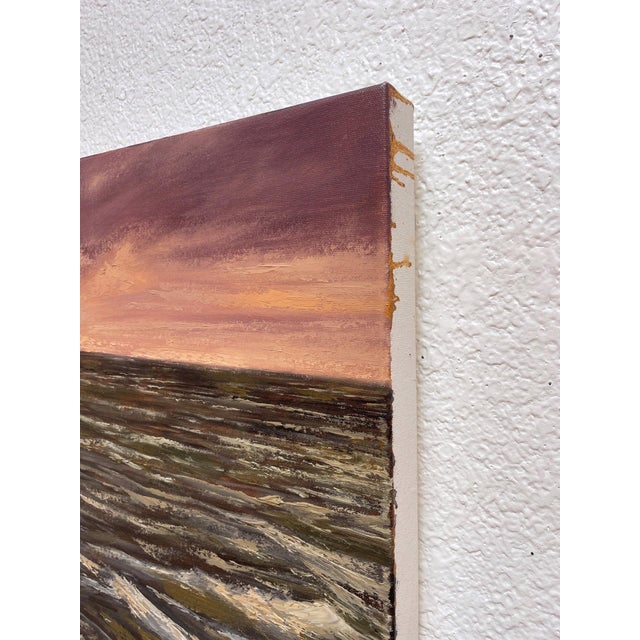 Contemporary Sailing West by Sparky LeBold | Oil on Canvas Seascape with waves under a sunset sky For Sale - Image 3 of 5