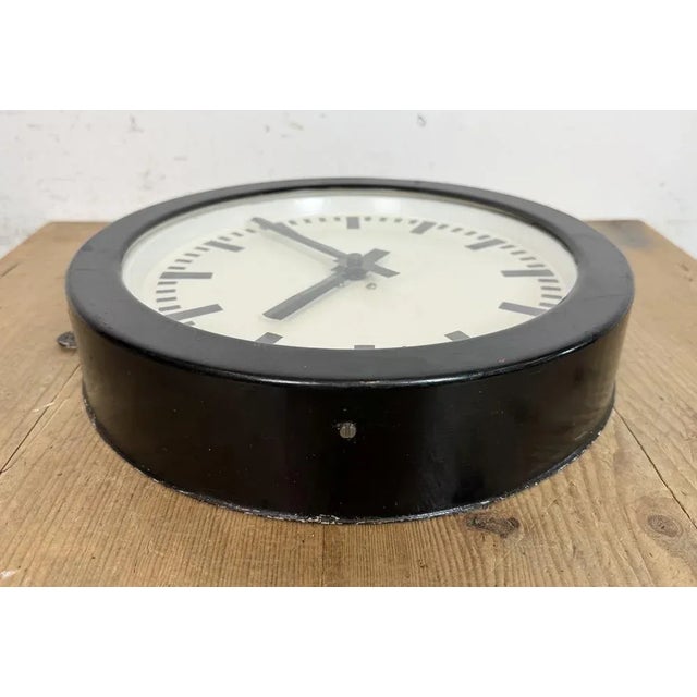 Industrial German Black Factory Wall Clock, 1950s For Sale - Image 12 of 17