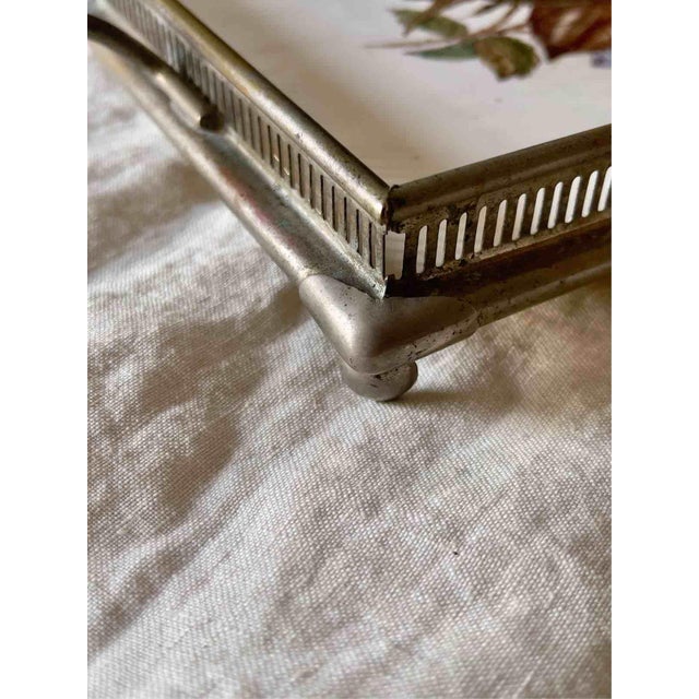 Vintage Tray with Botanical Tile from Villeroy & Boch, 1950s For Sale - Image 4 of 12