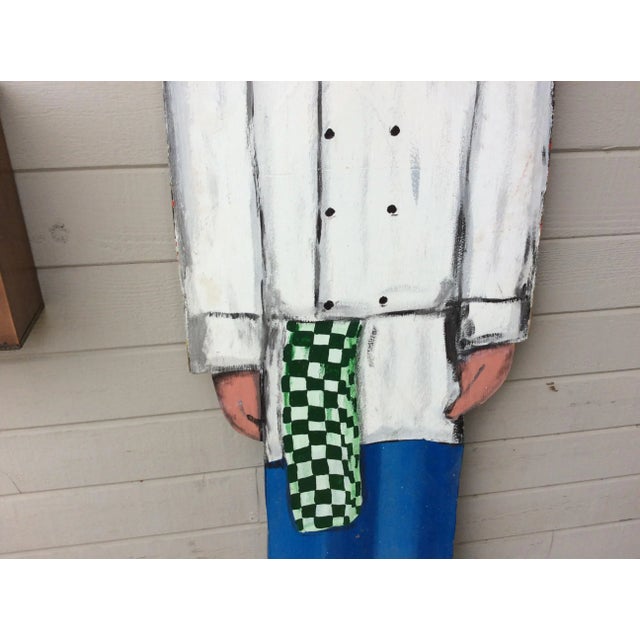 Wood Vintage Late 20th Century French Wood Painted Two Sided Chef Sign For Sale - Image 7 of 13