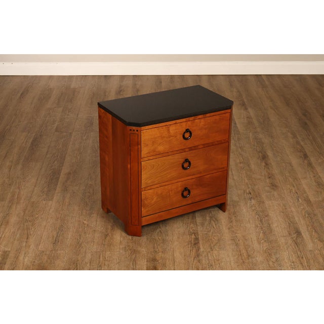 Stickley Stickley 21st Century Collection Pair of Granite Top Cherry Nightstands For Sale - Image 4 of 18