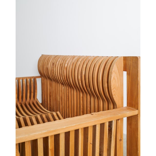 Acqua e Terra 2-Seater Sofa in Pine by Mario Ceroli for Poltranova, 1970s For Sale - Image 6 of 7