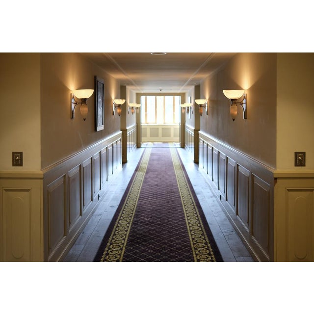 Metal Art Deco Sconces with Alabaster Bowls and Illuminated Cones, 1990s, Set of 2 For Sale - Image 7 of 17