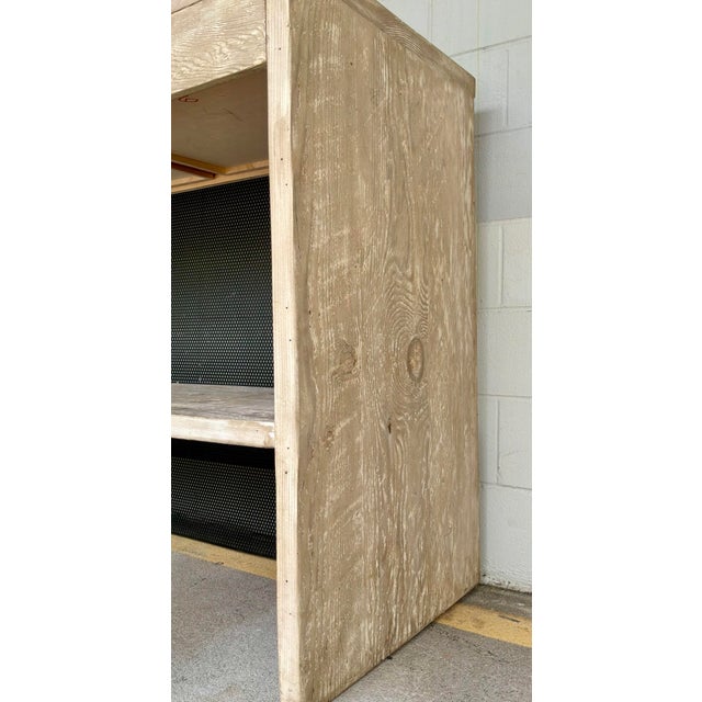 Contemporary Organic Modern Rustic Wood and Pierced Metal Bar For Sale - Image 3 of 9