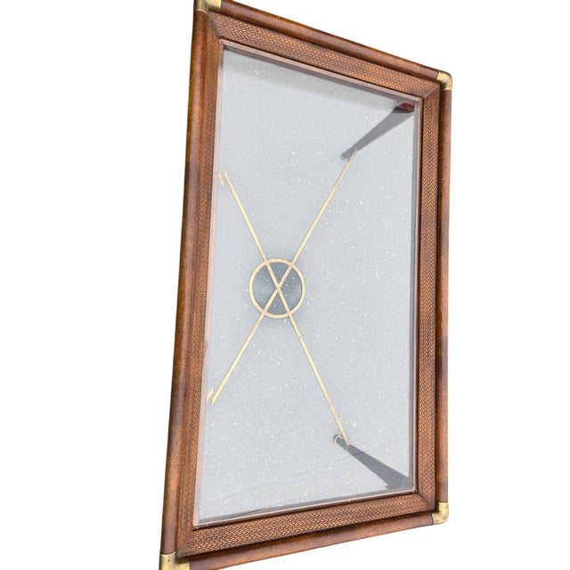 French Regency Campaign Coffee Table Leather Wrapped Wrought Iron X Base Vintage For Sale - Image 9 of 12