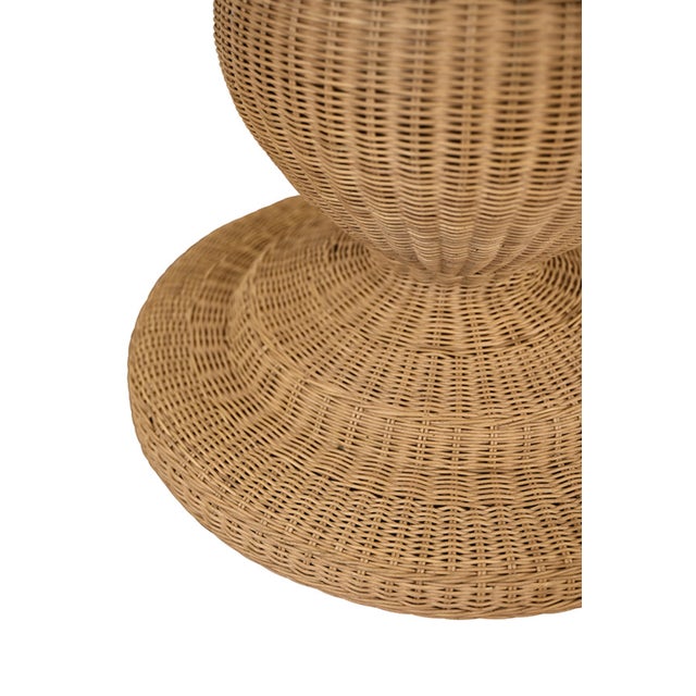 Matthew Izzo Home Gabrielle 40" Woven Rattan Pedestal Dining Table With Glass Top For Sale In New York - Image 6 of 9