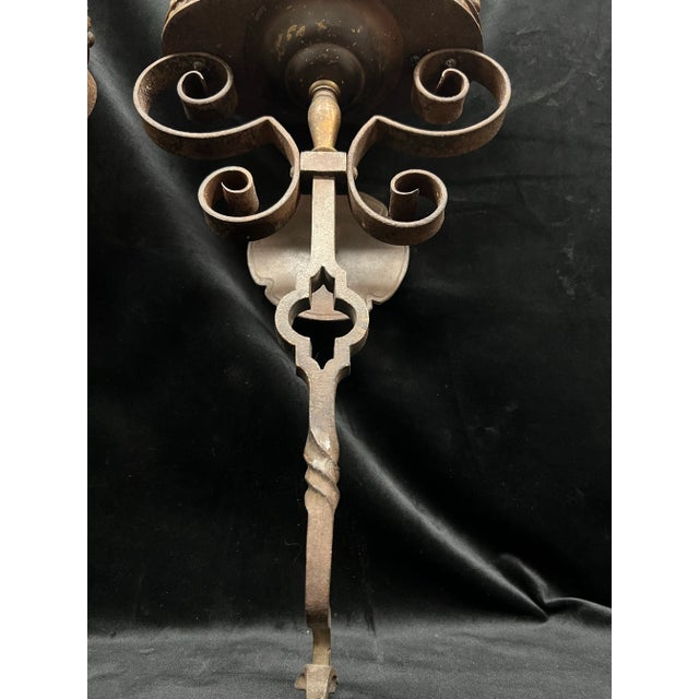 Spanish Revival 1920's Interior Sconces With Crown Detailing -A Pair For Sale - Image 12 of 12