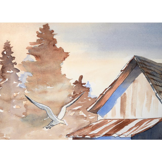 American "The Lulu" - Harbor Seascape in Watercolor on Paper by Anne Ormsby For Sale - Image 3 of 12