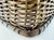 A distinctive vintage tissue box cover crafted in an intricate basket-weave design of brass-tone metal. Flattened woven...