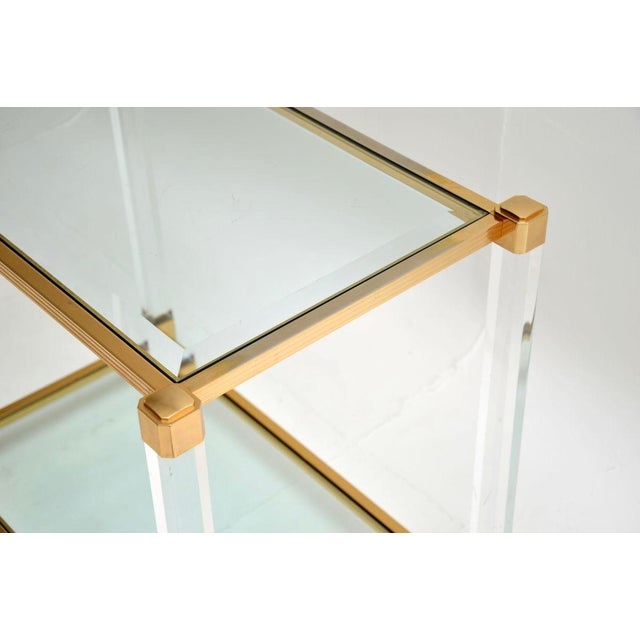 Vintage French Acrylic Glass and Gold-Plated Drinks Trolley, 1970s For Sale - Image 6 of 10