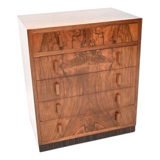 Art Deco Figured Walnut Chest of Drawers, 1930 For Sale