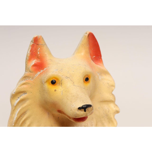 Vintage Painted Chalkware Carnival Chalk Collie Dog Sculpture / Figurine For Sale - Image 9 of 18